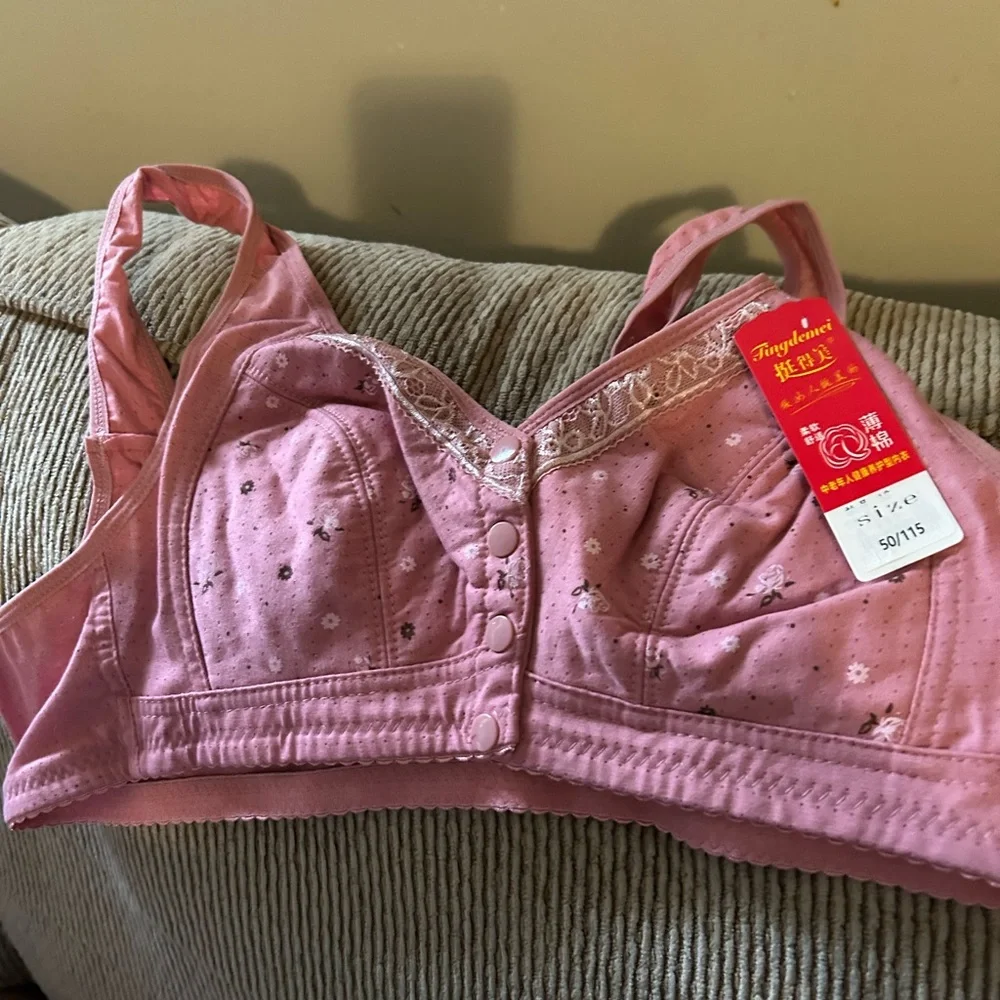 Pink Lace Trim Bra - Picture 1 of 6